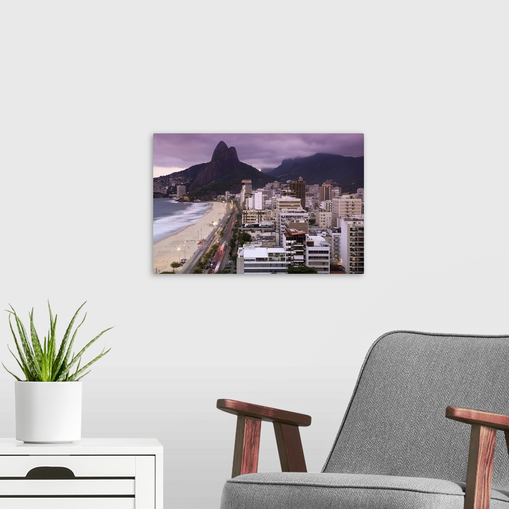 A modern room featuring Brazil, Rio De Janeiro, View of Leblon Beach and Two Brothers mountain - Dois Irmaos