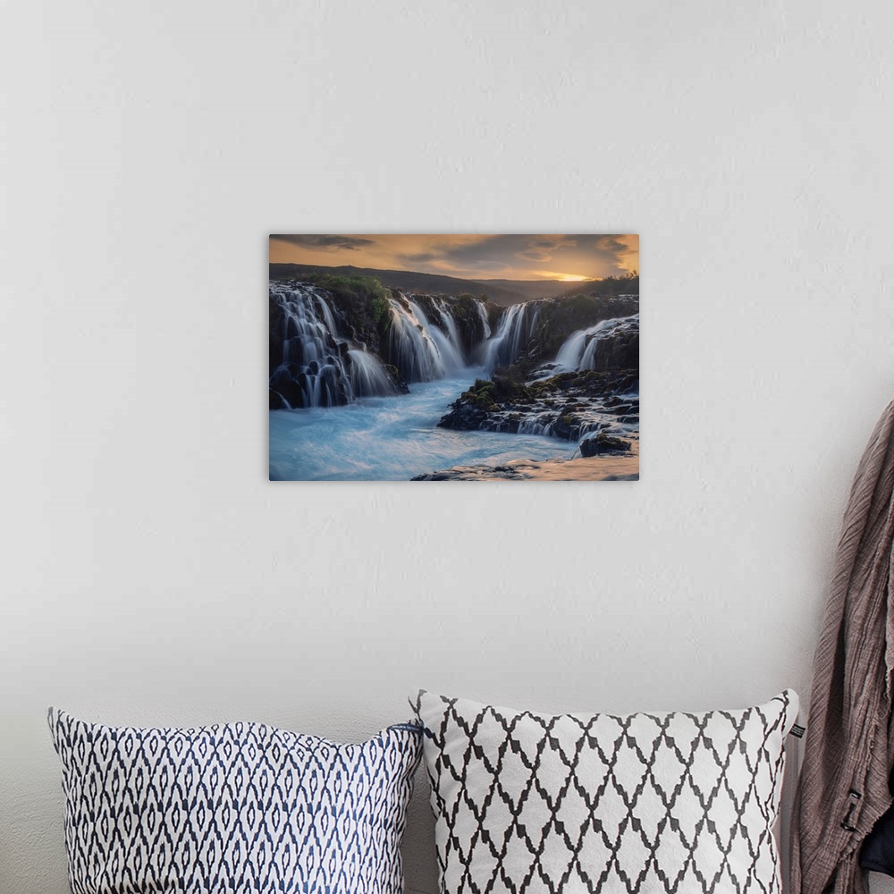 A bohemian room featuring Bruarfoss waterfall, Iceland