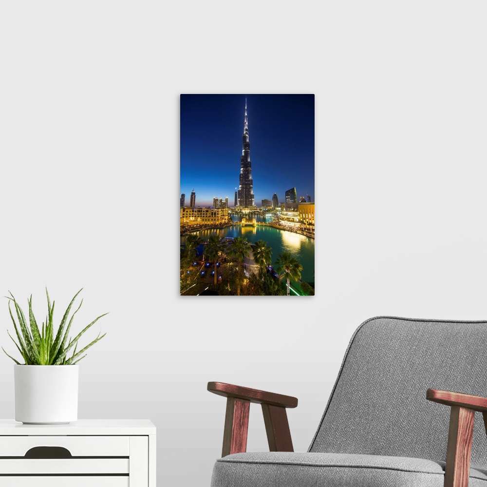 A modern room featuring Burj Khalifa (world's tallest building), Downtown, Dubai, United Arab Emirates