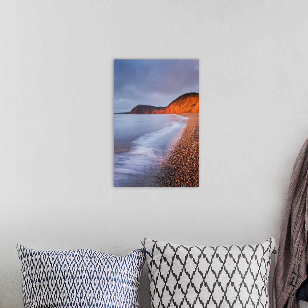 A bohemian room featuring Burning red cliffs at Sidmouth on the Jurassic Coast, Devon, England. Winter