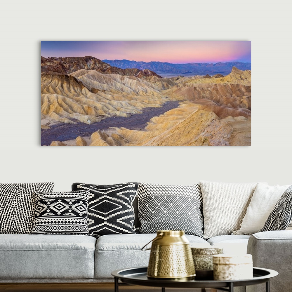 A bohemian room featuring USA, California, Death Valley National Park, Zabriskie Point.