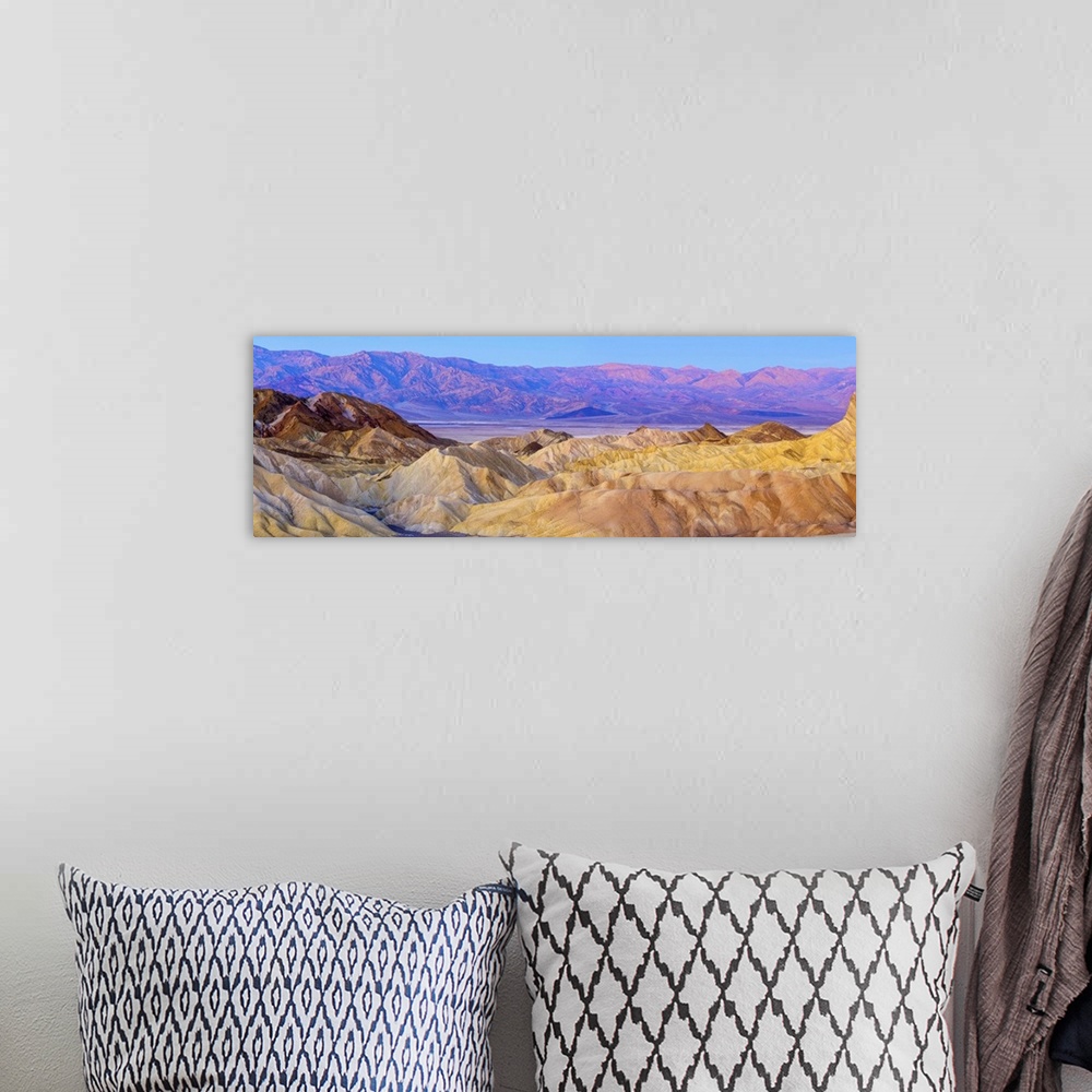 A bohemian room featuring USA, California, Death Valley National Park, Zabriskie Point, Panamint Range of mountains beyond.