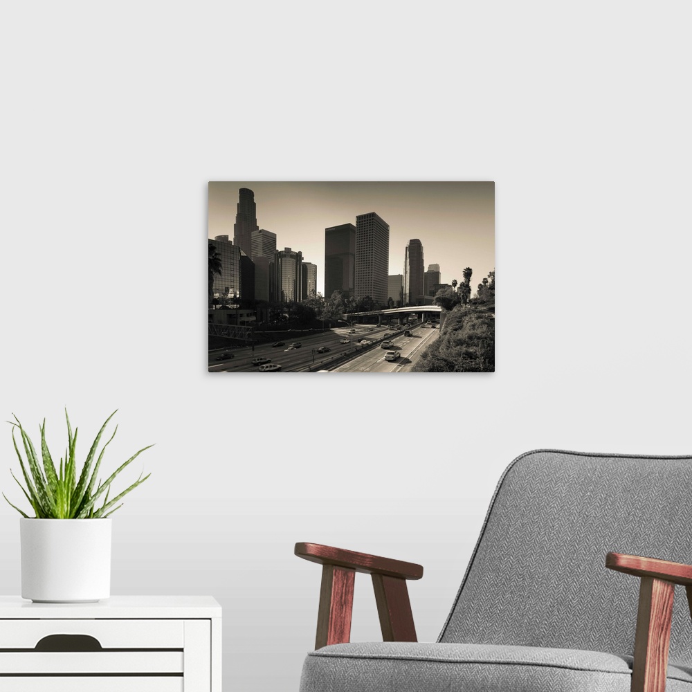 A modern room featuring USA, California, Los Angeles, downtown and Rt. 110 Harbor Freeway