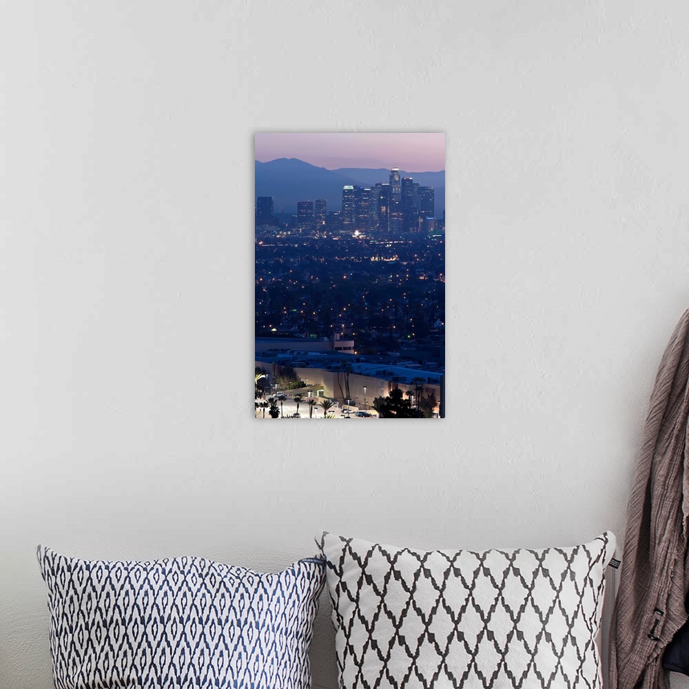 A bohemian room featuring USA, California, Los Angeles, downtown view from Baldwin Hills, dawn