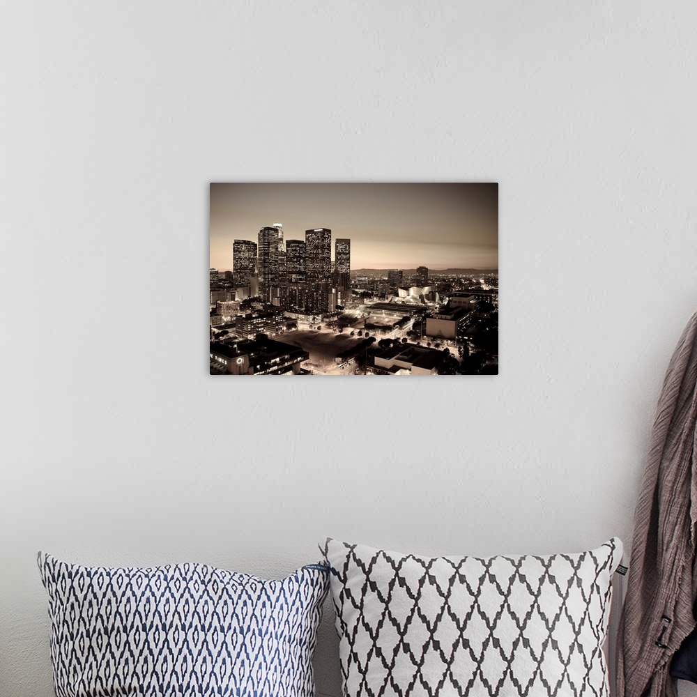 A bohemian room featuring USA, California, Los Angeles, Skyline of Downtown Los Angeles