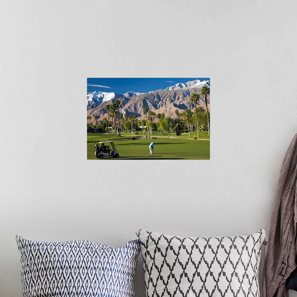 A bohemian room featuring USA, California, Palm Springs, Desert Princess Golf Course and Mountains, winter