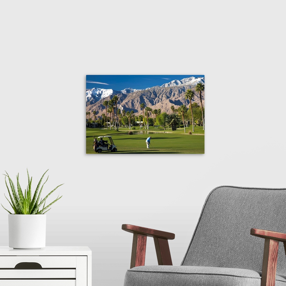 A modern room featuring USA, California, Palm Springs, Desert Princess Golf Course and Mountains, winter