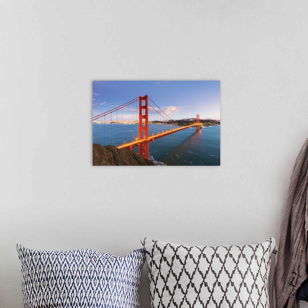 A bohemian room featuring North America, USA, America, California, San Francisco, Dusk over the Golden Gate bridge and San ...