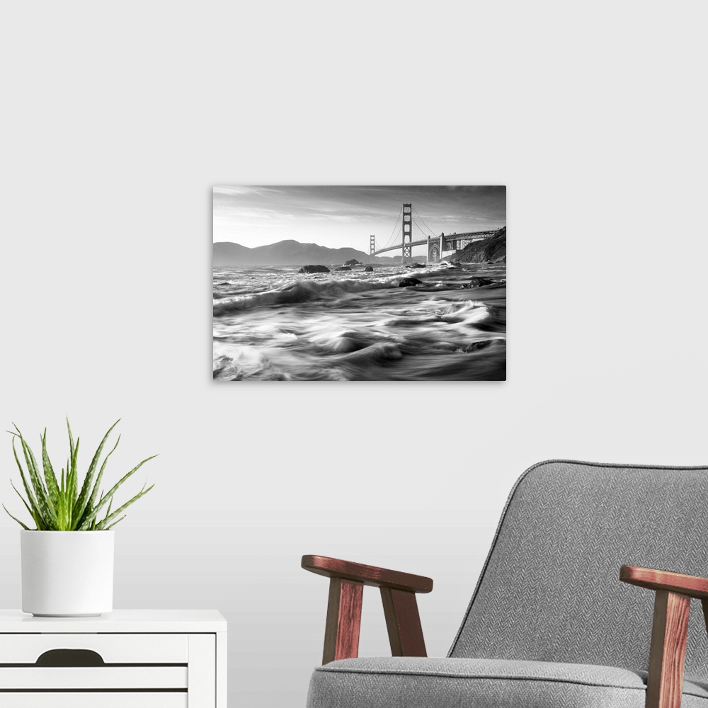 A modern room featuring USA, California, San Francisco, Golden Gate Bridge from Marshall Beach