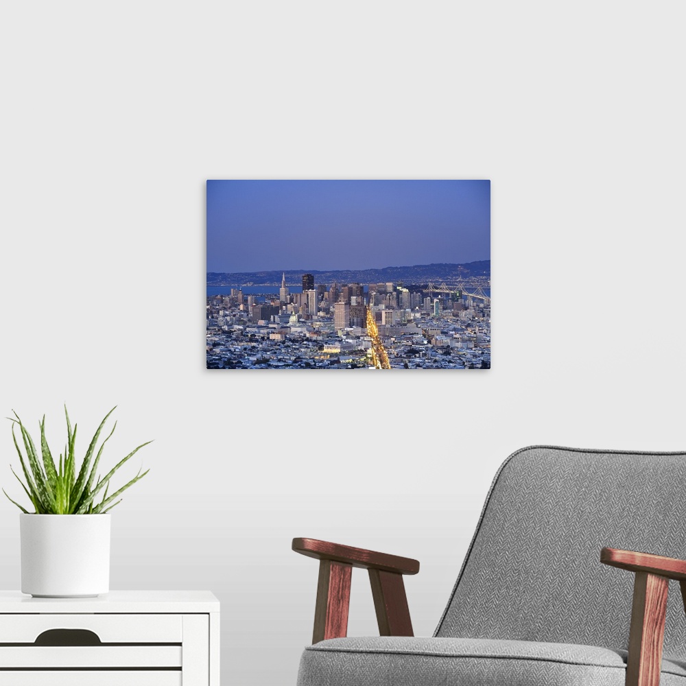 A modern room featuring Usa, California, San Francisco, Skyline viewed from Twin Peaks