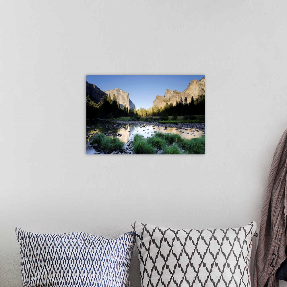 A bohemian room featuring USA, California, Yosemite National Park, Merced River, El Capitan and Valley View