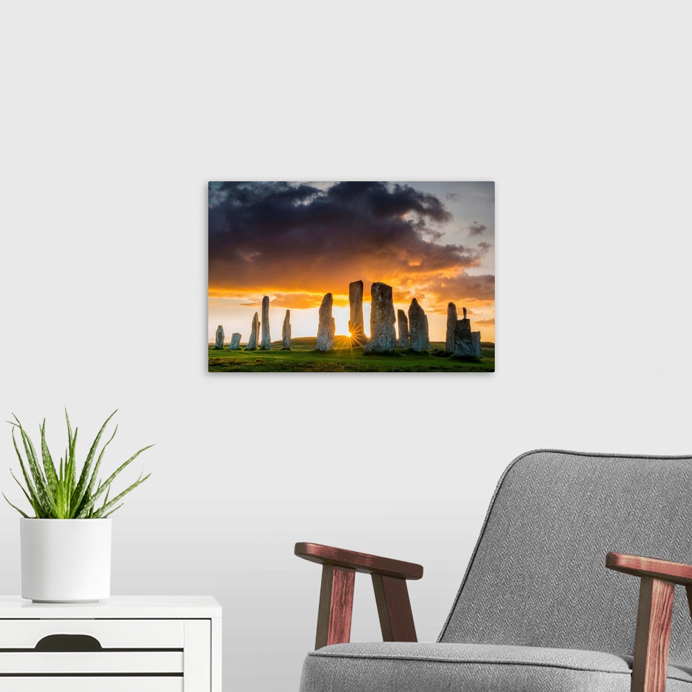 A modern room featuring Callanish Standing Stones At Sunset, Isle Of Lewis, Outer Hebrides, Scotland