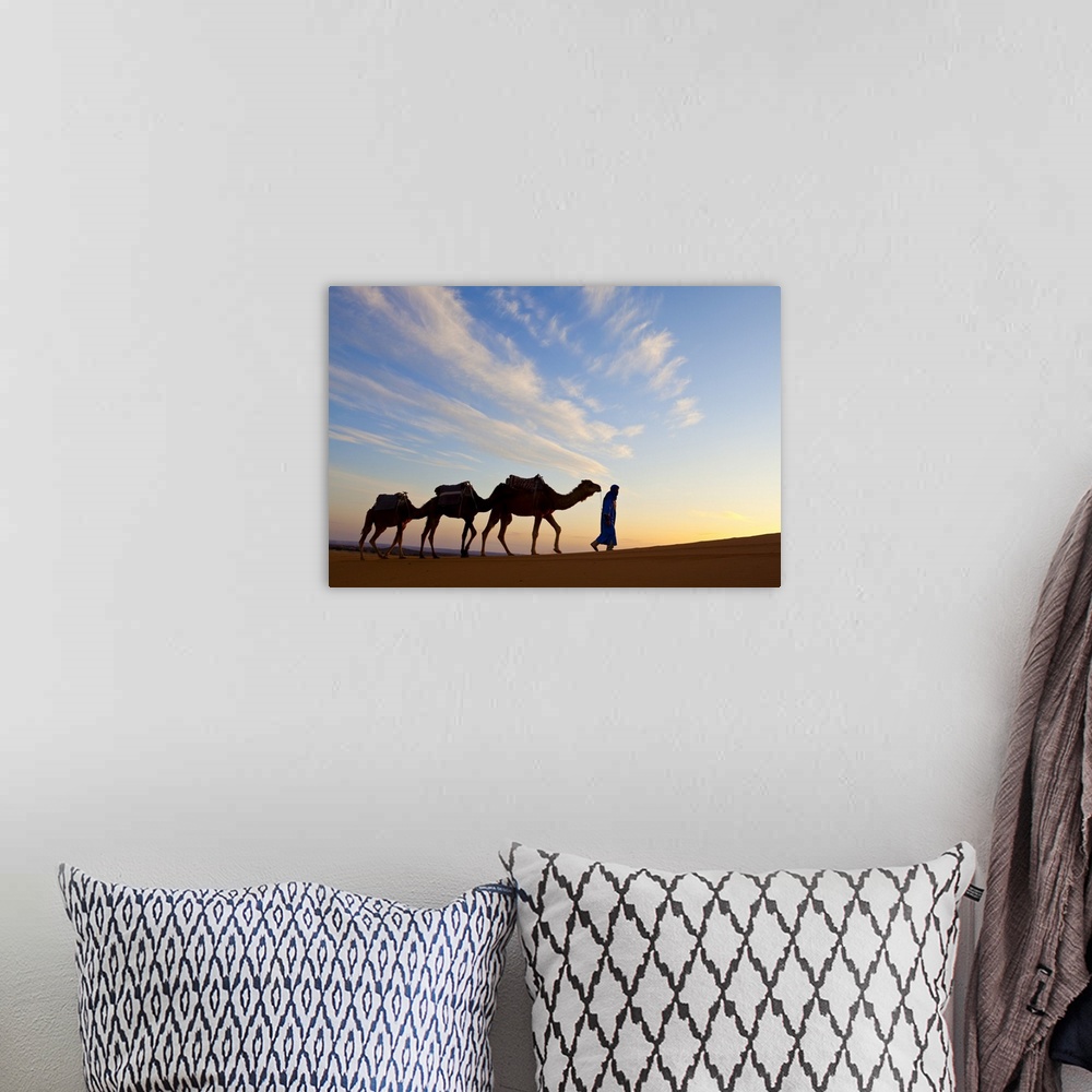 A bohemian room featuring Camel Driver, Sahara Desert, Merzouga, Morocco