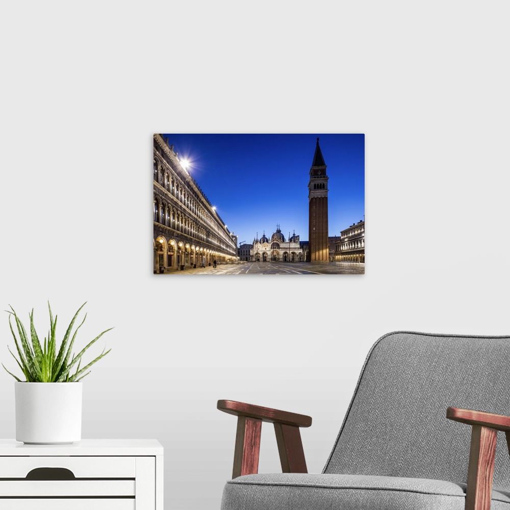 A modern room featuring Campanile, St. Mark's Square (Piazza San Marco) Venice, Italy.