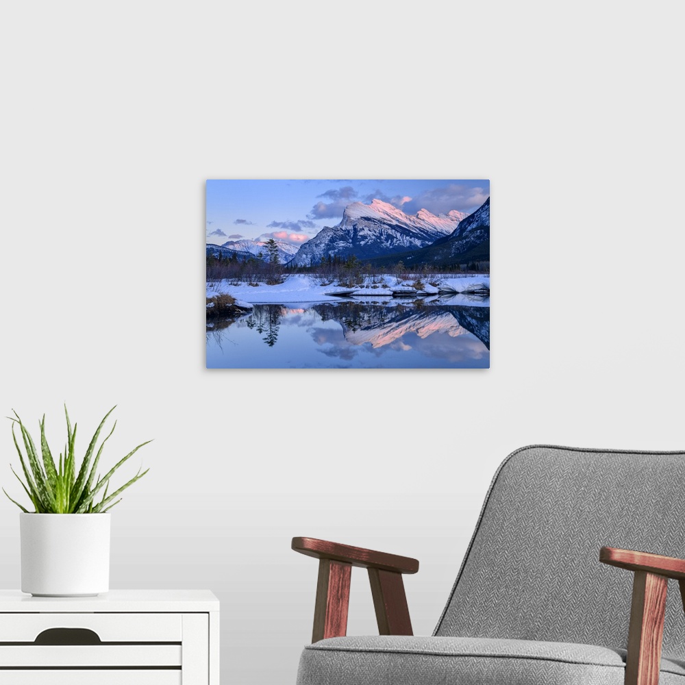 A modern room featuring Canada, Alberta, Rocky Mountains, Banff National Park, Vermillion Lakes And Mount Rundle