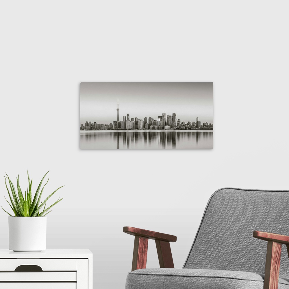 A modern room featuring Canada, Ontario, Toronto, View of CN Tower and city skyline