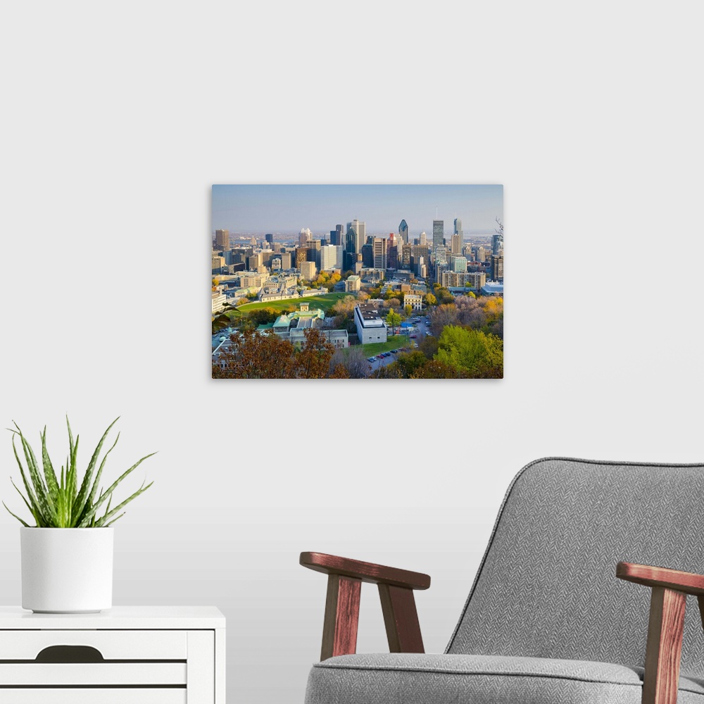A modern room featuring Canada, Quebec, Montreal. Downtown from Mount Royal Park or Parc du Mont-Royal