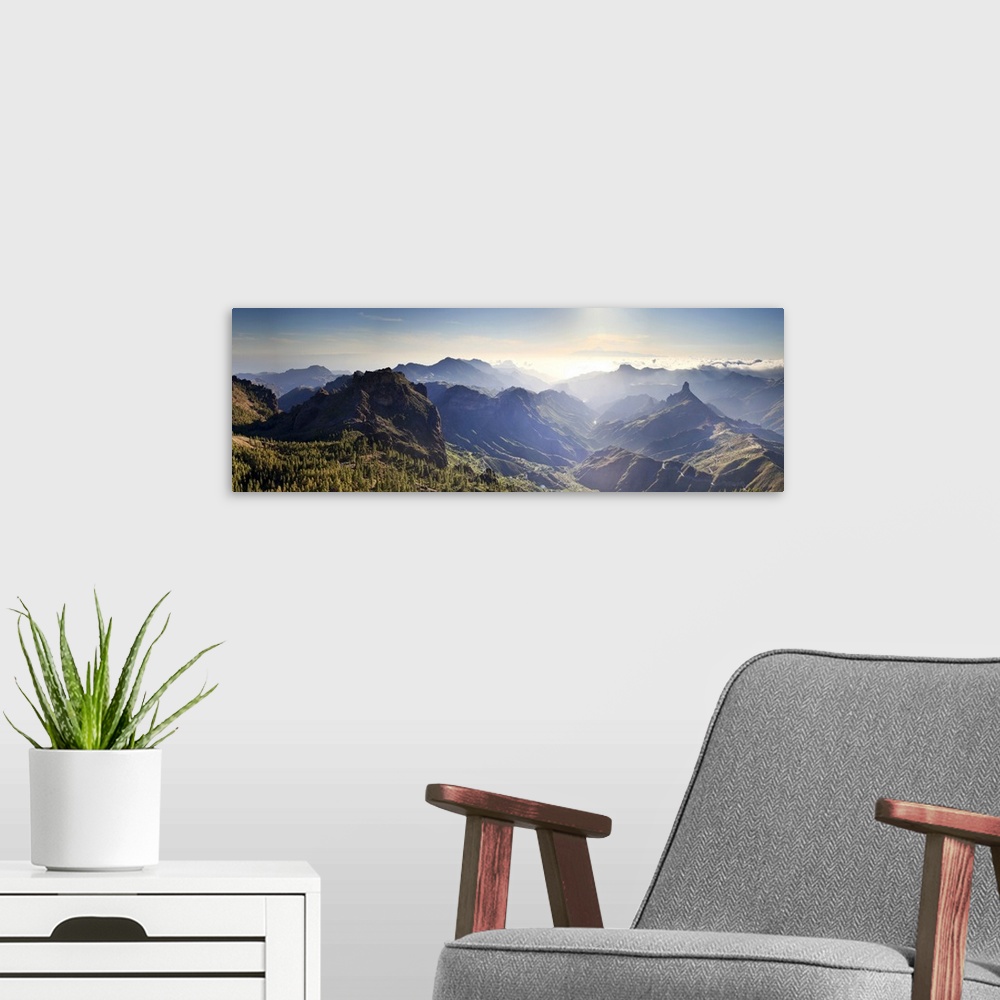 A modern room featuring Canary Islands, Gran Canaria, Central Mountains, View of West Gran Canaria from Roque Nublo