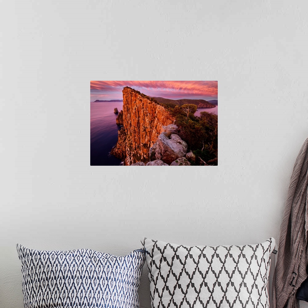 A bohemian room featuring Australia, Tasmania, Tasman Peninsula, Tasman National Park, Cape Hauy, Seacliffs At Sunrise