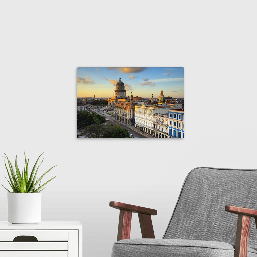 A modern room featuring Capitolio and Parque Central, Havana, Cuba
