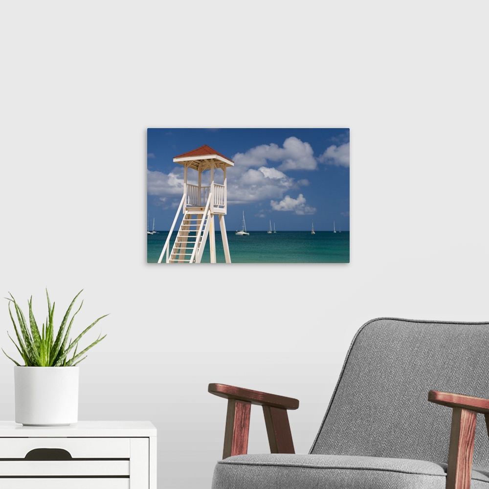 A modern room featuring Caribbean, St Lucia, Gros Islet, Rodney Bay, Reduit Beach, Life Guard Lookout