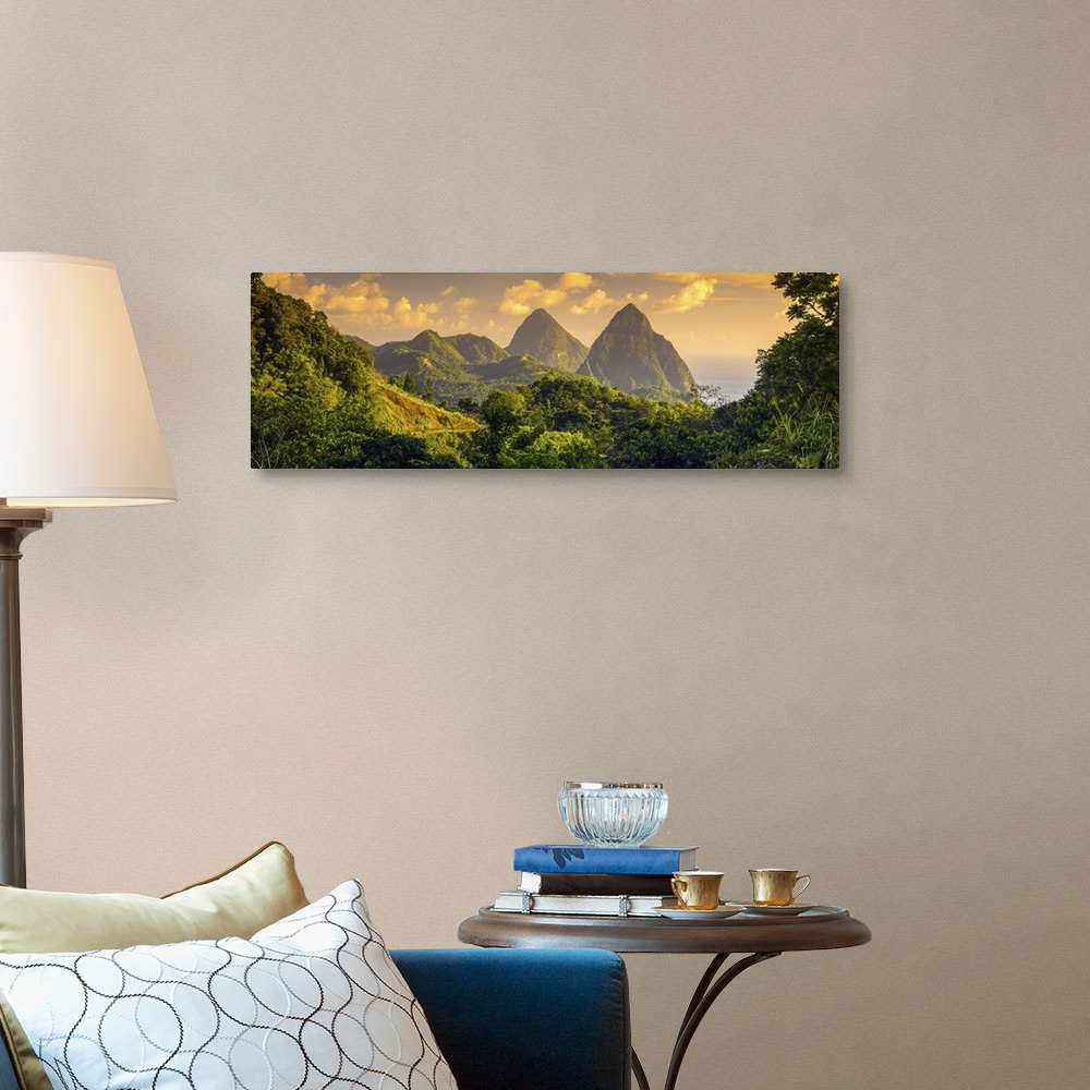 A traditional room featuring Caribbean, St Lucia, Petit (near) and Gros Piton Mountains (UNESCO World Heritage Site)