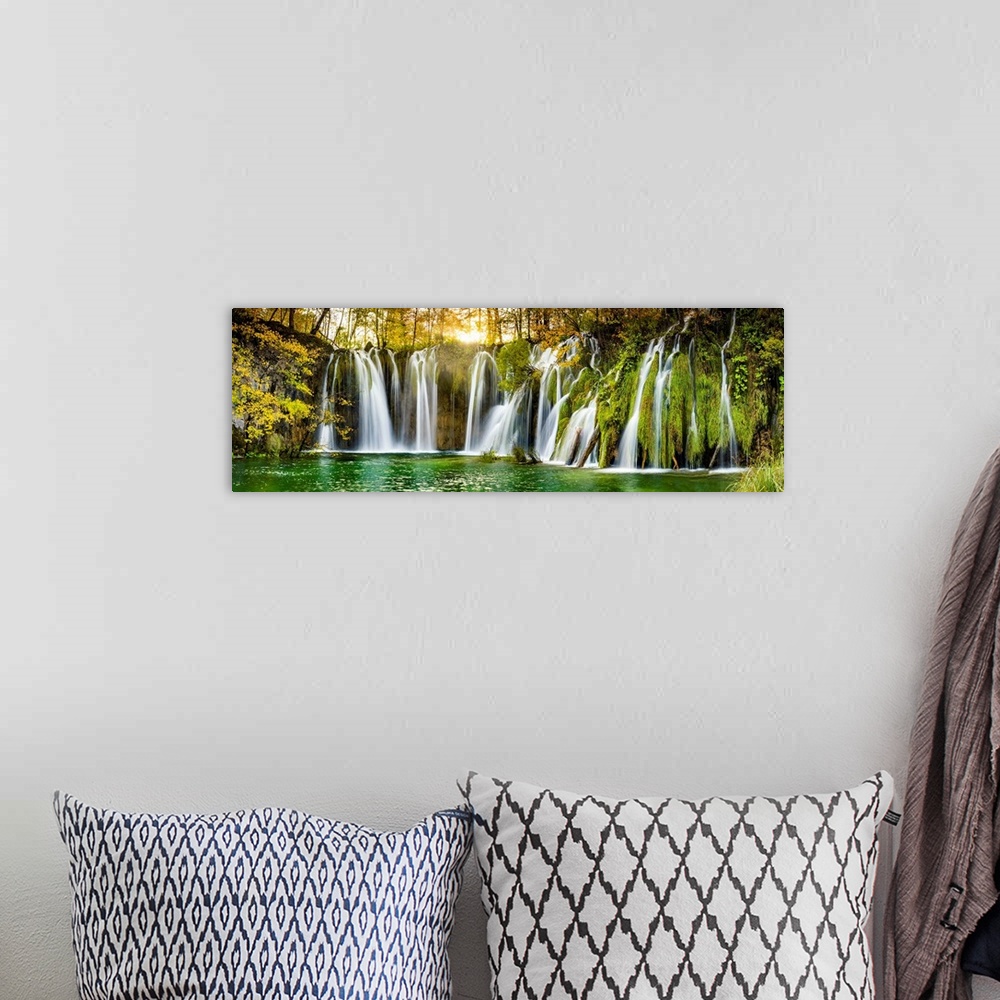 A bohemian room featuring Cascading Waterfall, Plitvice National Park, Croatia