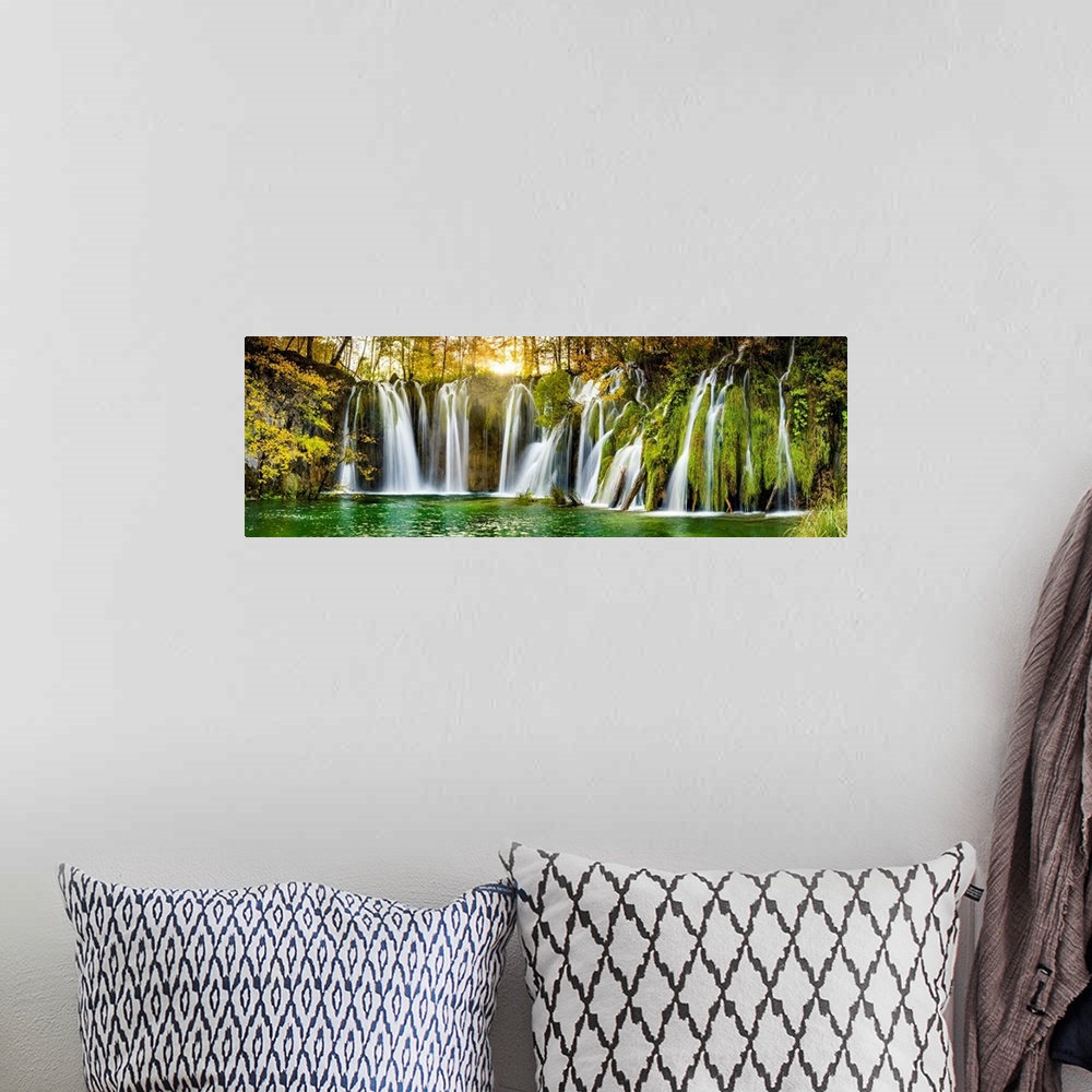 A bohemian room featuring Cascading Waterfall, Plitvice National Park, Croatia