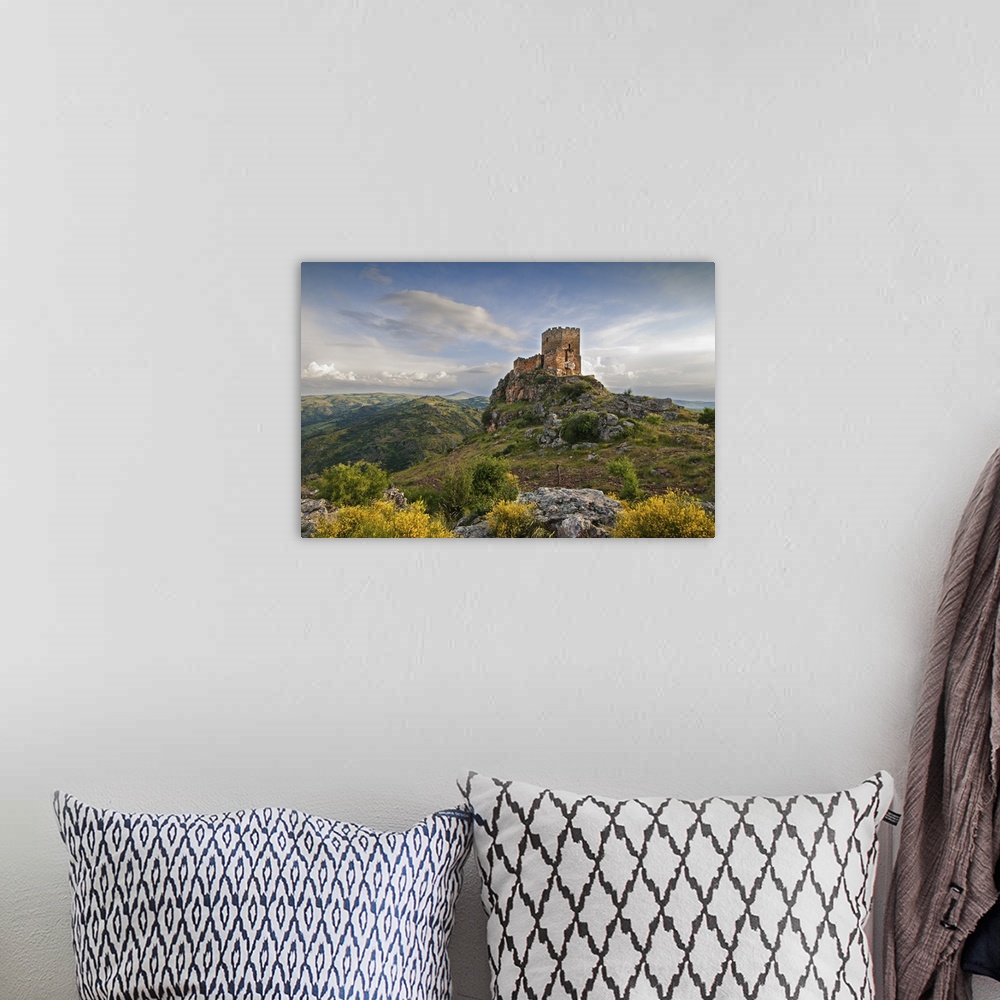 A bohemian room featuring Castle of Algoso from the 12th century. Tras os Montes, Portugal