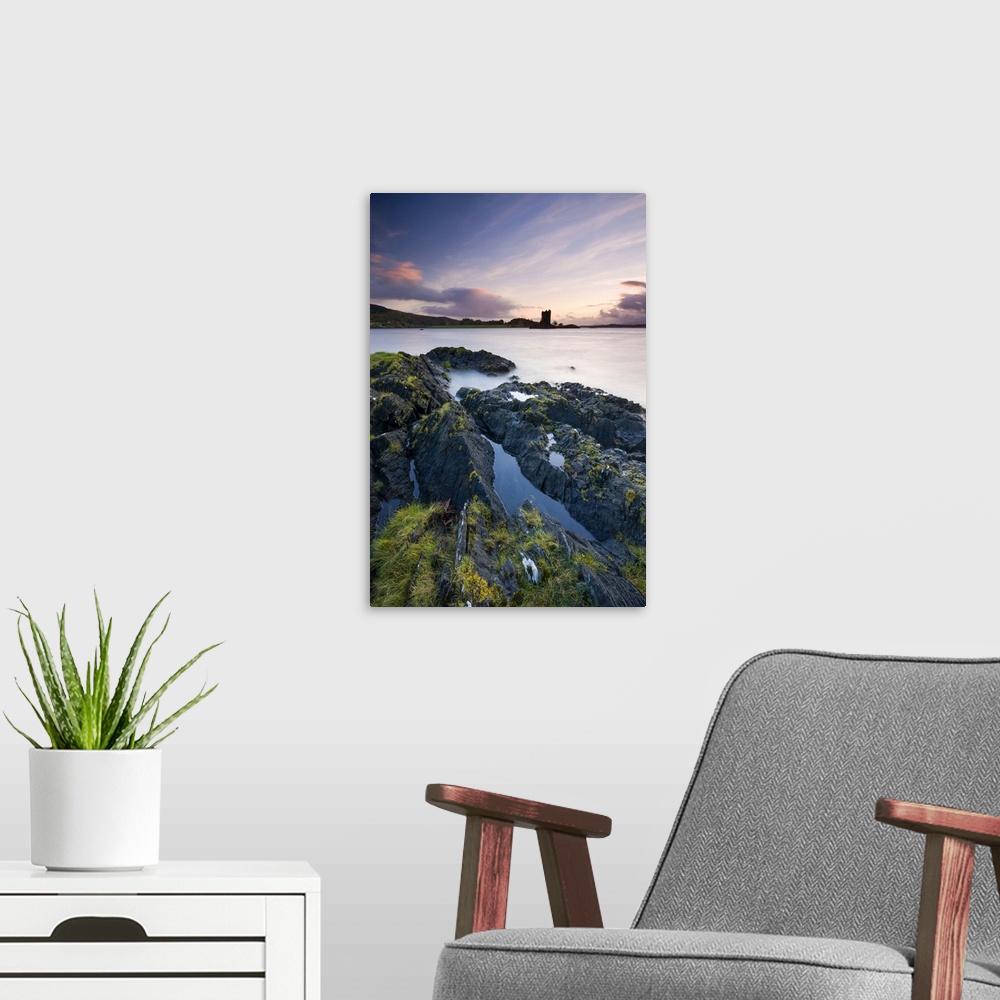 A modern room featuring Castle Stalker, from the shores of Loch Linne near Port Appin, Scottish Highlands, Scotland