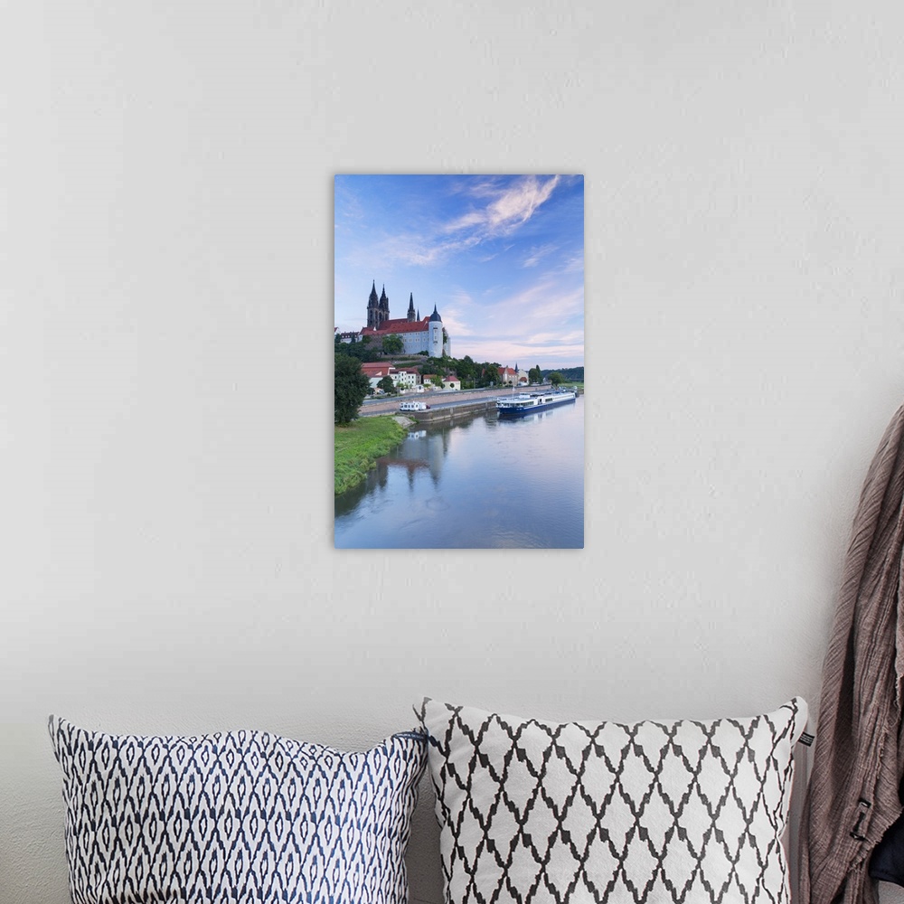 A bohemian room featuring Cathedral, Albrechtsburg and River Elbe, Meissen, Saxony, Germany.