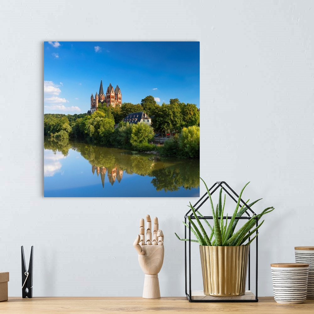 A bohemian room featuring Cathedral (Dom) and River Lahn, Limburg, Hesse, Germany.