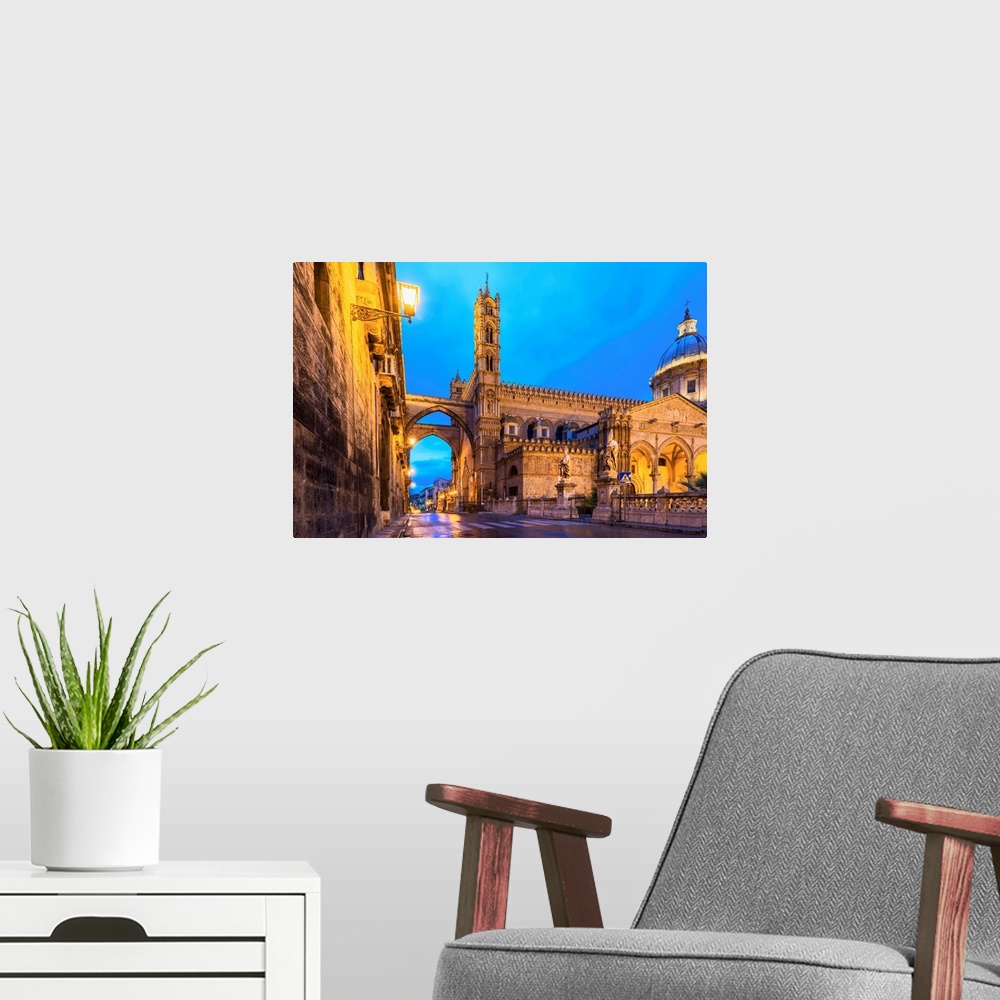 A modern room featuring Cathedral Of Palermo At Sunrise-Europe, Italy, Sicily Region, Palermo District