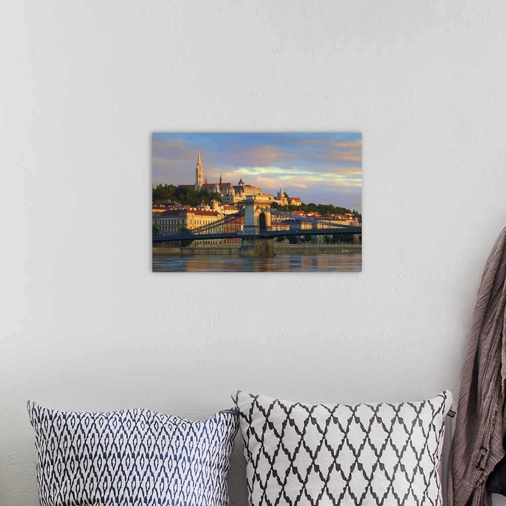 A bohemian room featuring Chain Bridge, Matyas Church and Fisherman's Bastion, Budapest, Hungary, East Central Europe