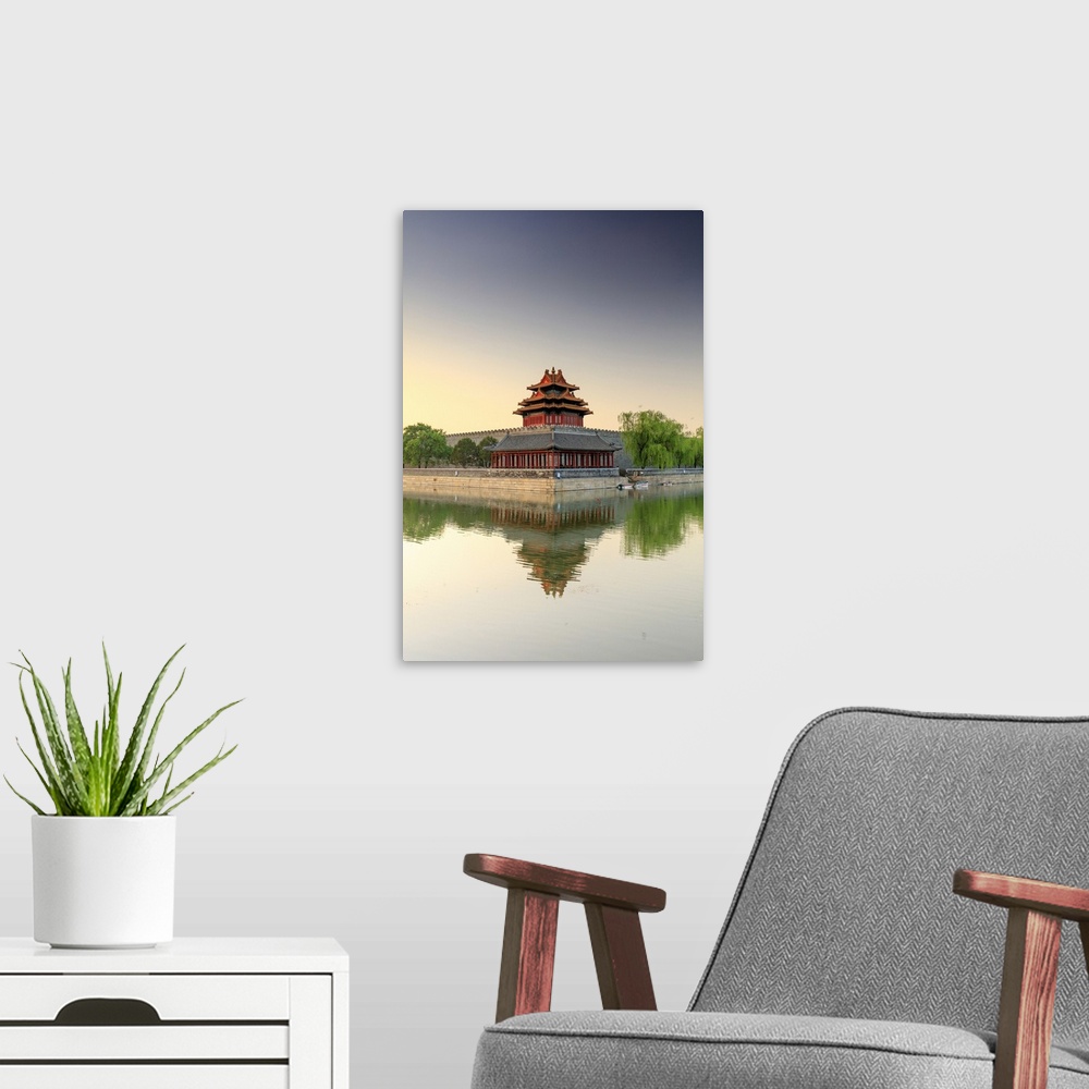 A modern room featuring China, Beijing, Palace moat and Forbidden city at sunrise.