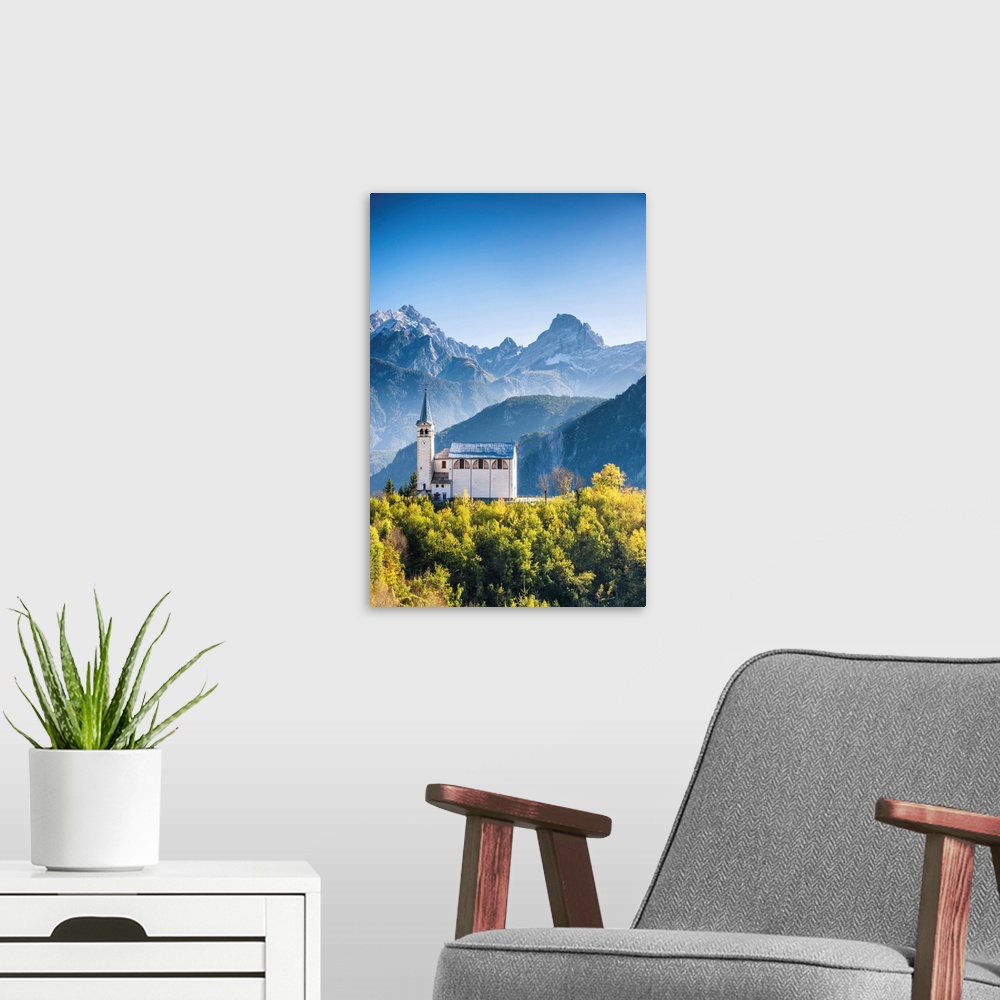 A modern room featuring Church In Valle Di Cadore, Dolomites, South Tyrol, Italy