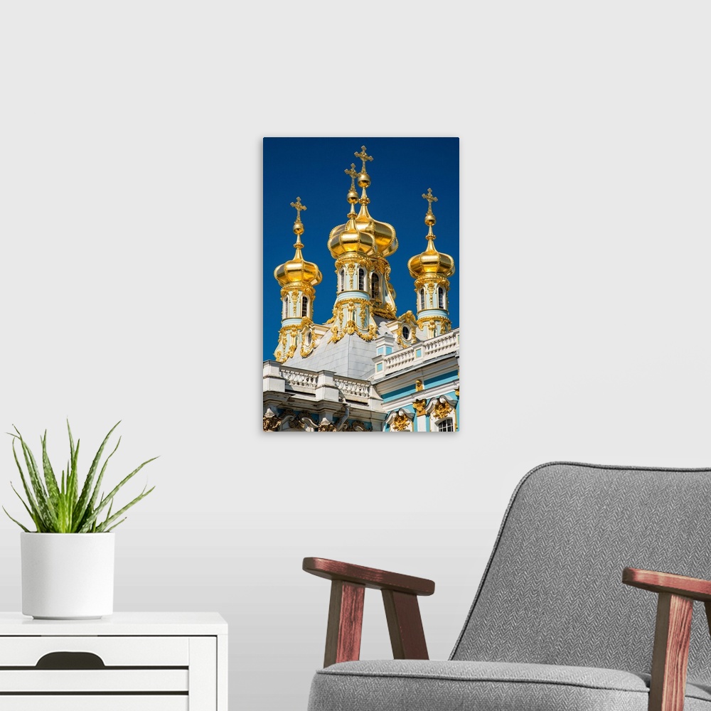 A modern room featuring Church of the Resurrection, The Catherine Palace, Pushkin (Tsarskoye Selo), near St Petersburg, R...
