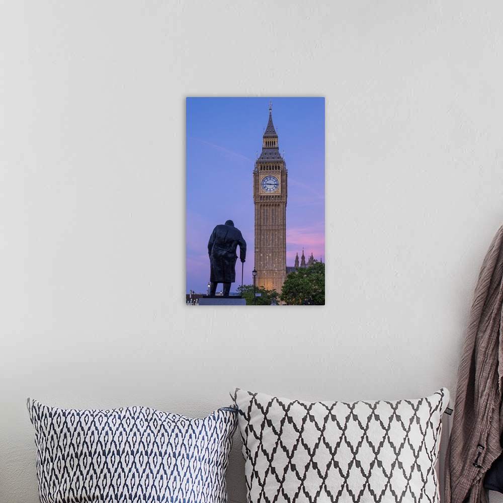 A bohemian room featuring Churchill Statue, Big Ben & Parliament Square, London, England, UK