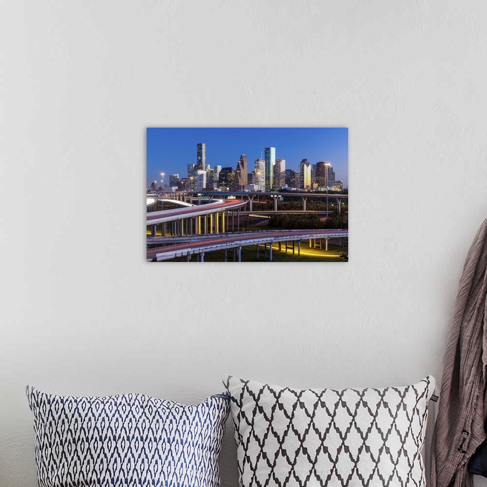 A bohemian room featuring City skyline and Interstate, Houston, Texas, United States of America