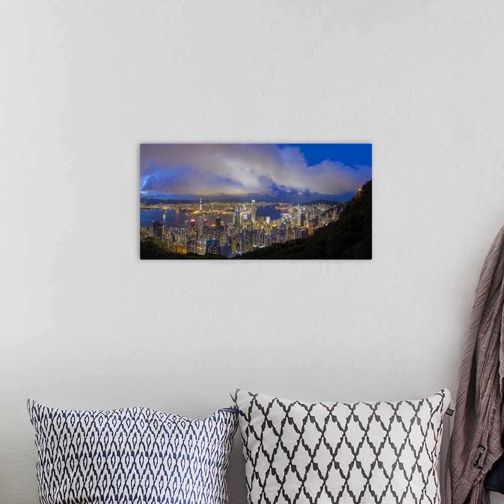 A bohemian room featuring City skyline and Victoria Harbour viewed from Victoria Peak, Hong Kong, China