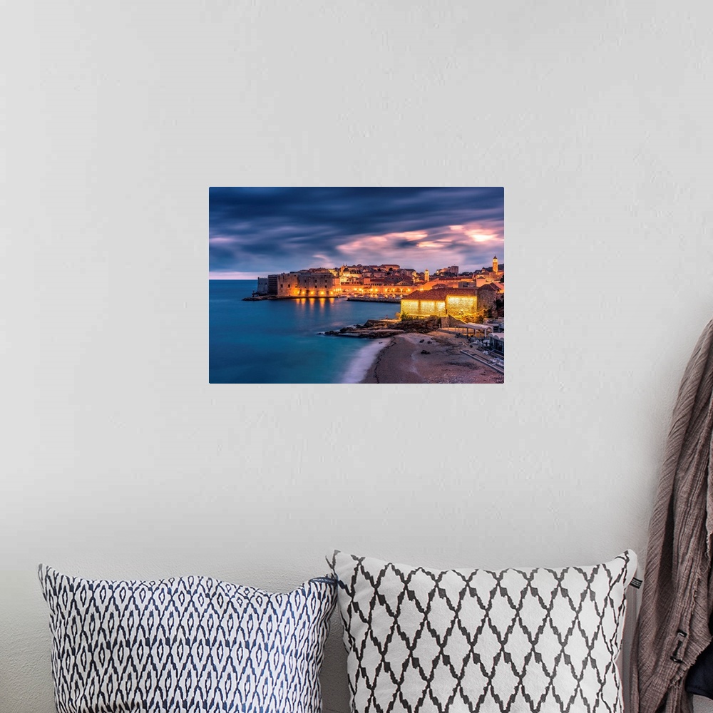 A bohemian room featuring City Skyline At Dusk, Dubrovnik, Croatia