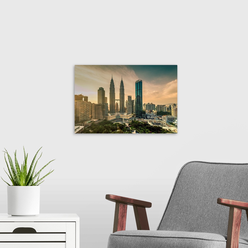 A modern room featuring City skyline, Kuala Lumpur, Malaysia.
