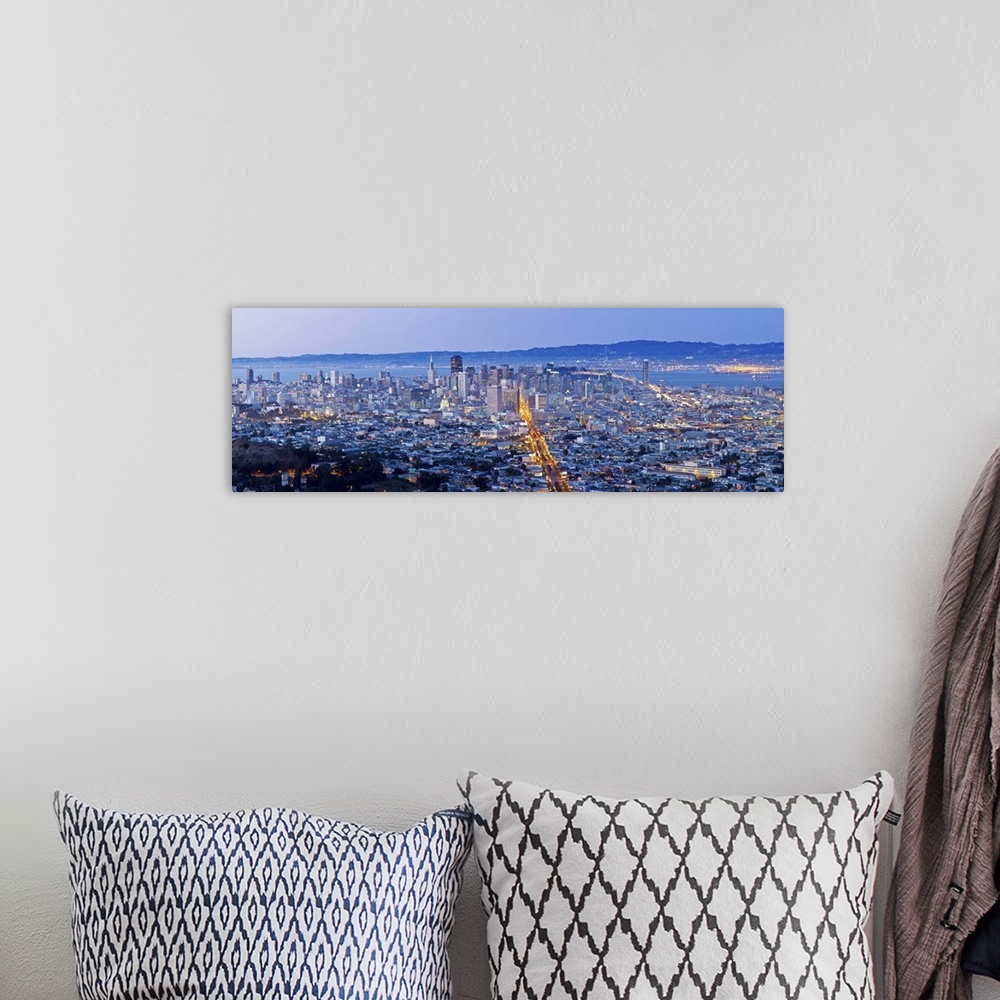 A bohemian room featuring City skyline viewed from Twin Peaks, San Francisco, California, United States of America