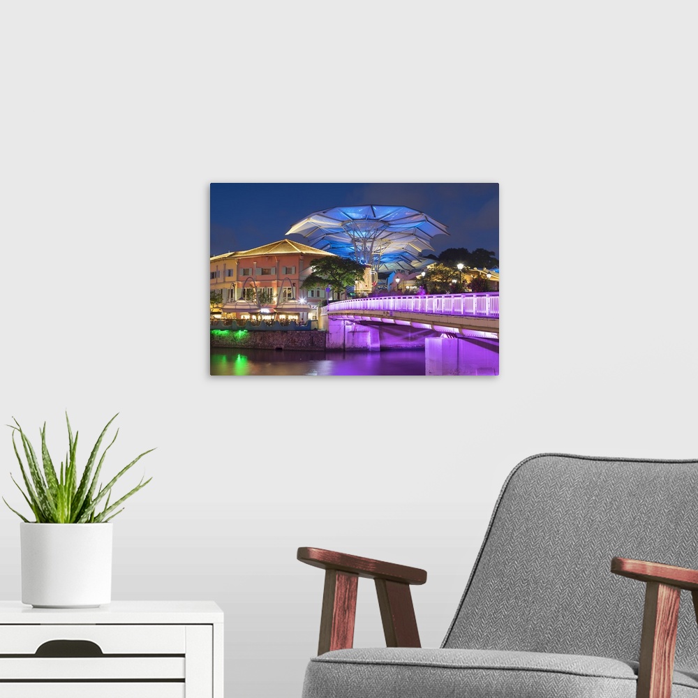 A modern room featuring Clarke Quay and Singapore River at dusk, Singapore.