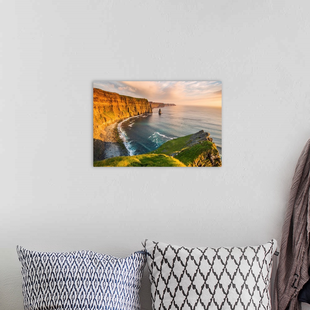 A bohemian room featuring Cliffs of Moher, County Clare, Munster province, Republic of Ireland, Europe. View of the cliffs ...