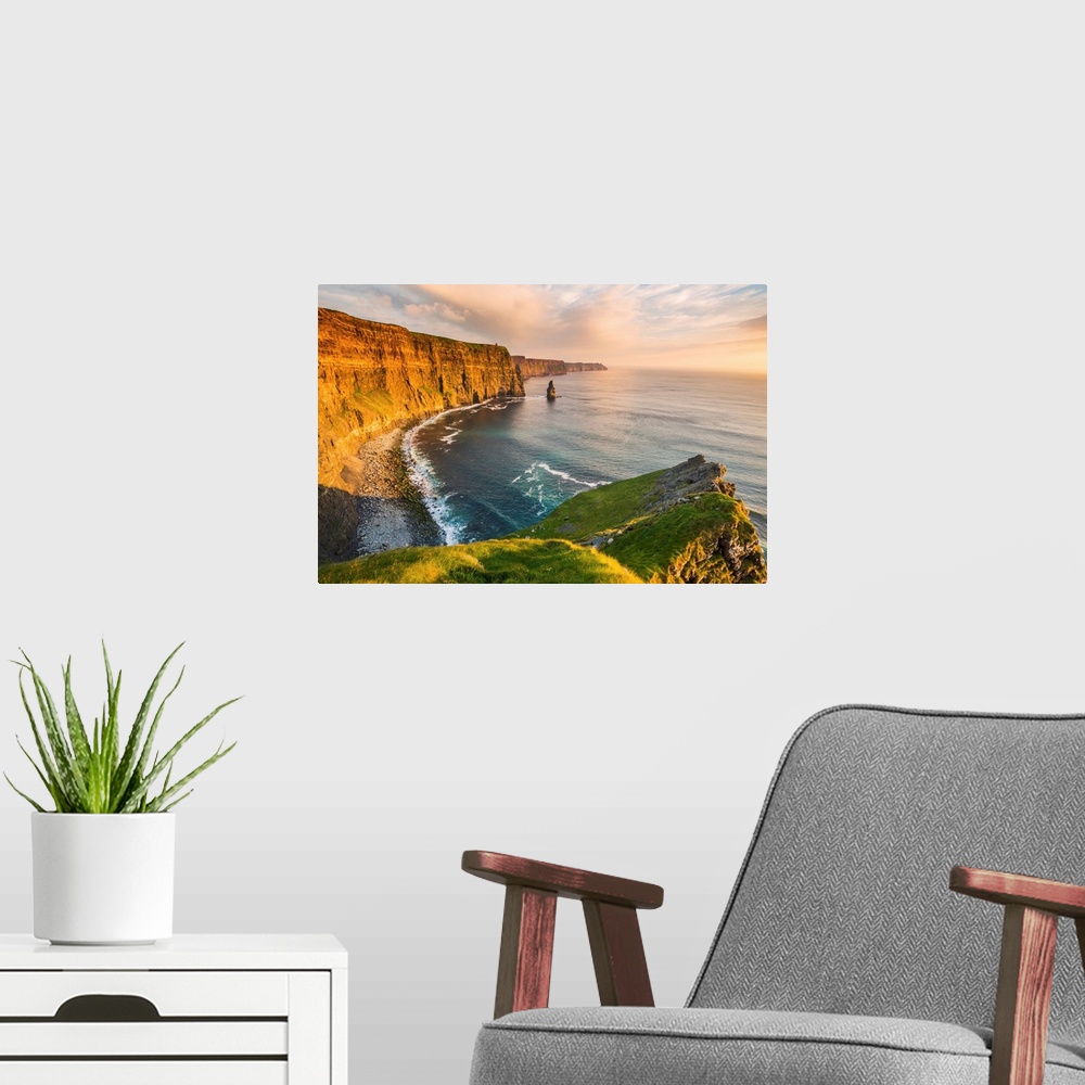 A modern room featuring Cliffs of Moher, County Clare, Munster province, Republic of Ireland, Europe. View of the cliffs ...