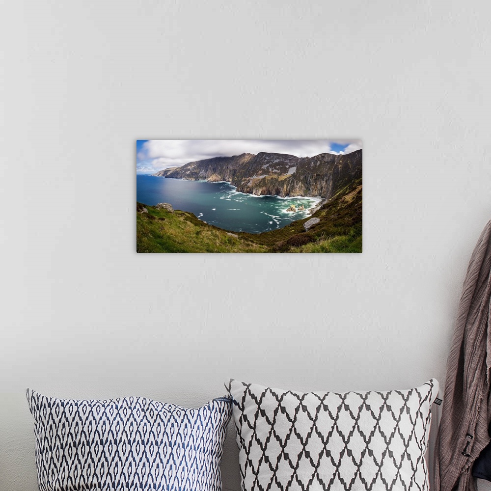 A bohemian room featuring Clouds rushing over Slieve League, Ulster, Donegal, Ireland, Northern Europe.