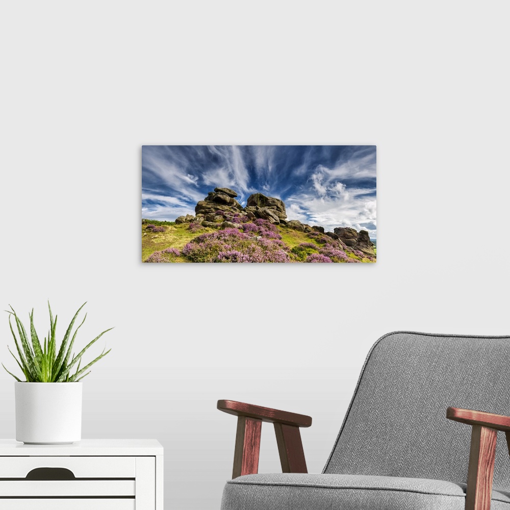 A modern room featuring Cloudscape over Froggatt Edge, Peak District National Park, Derbyshire, England