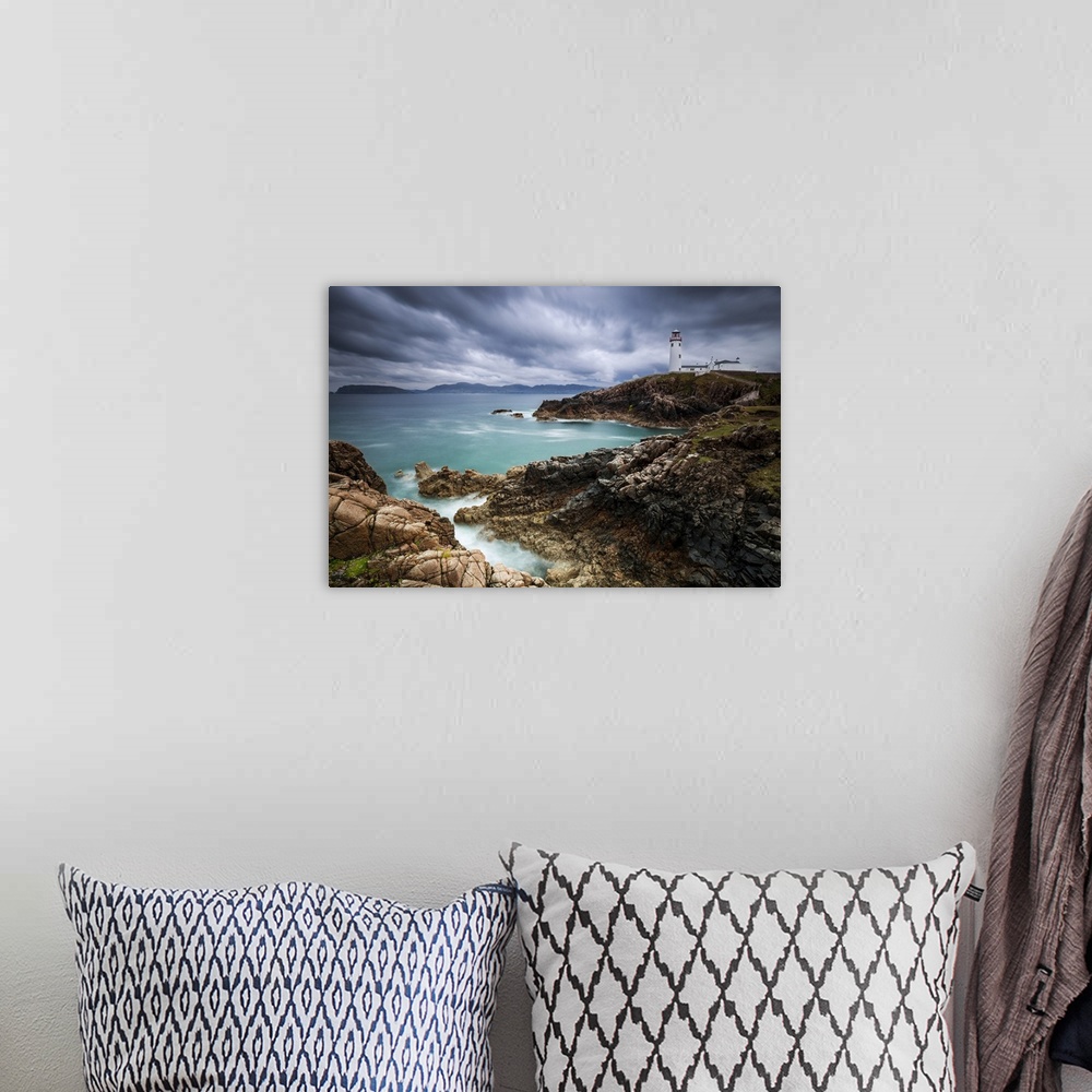 A bohemian room featuring Cloudy day at Fanad Head lighthouse, Letterkenny, Donegal, Ireland, Northern Europe.