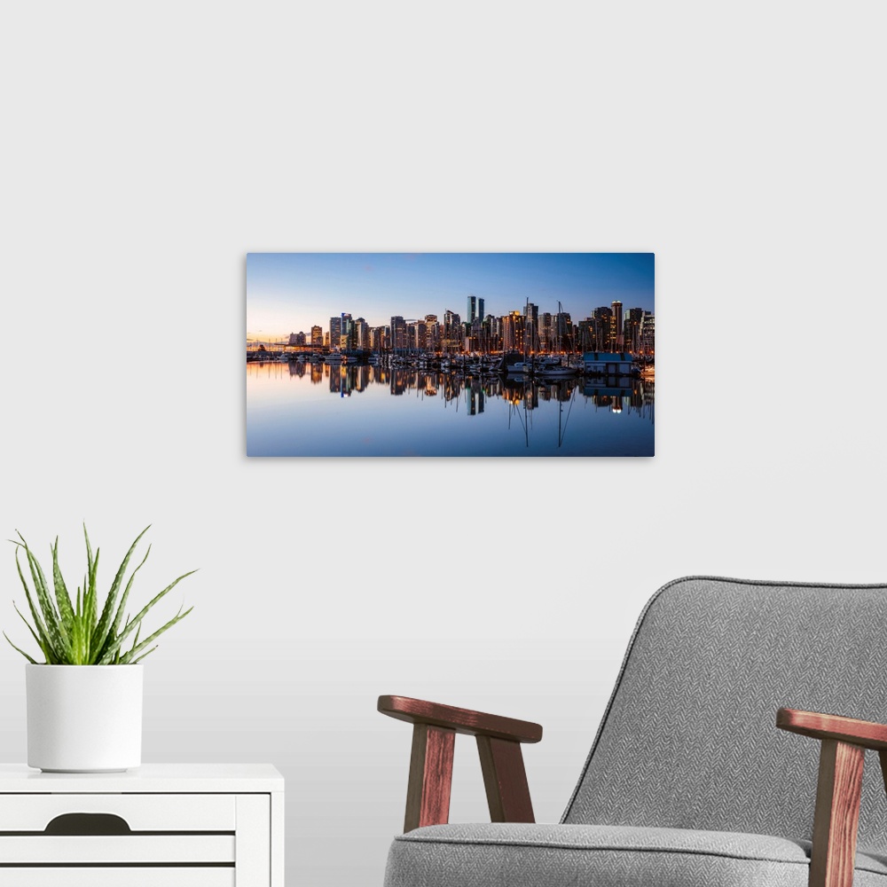 A modern room featuring Coal Harbour, Vancouver, British Columbia, Canada